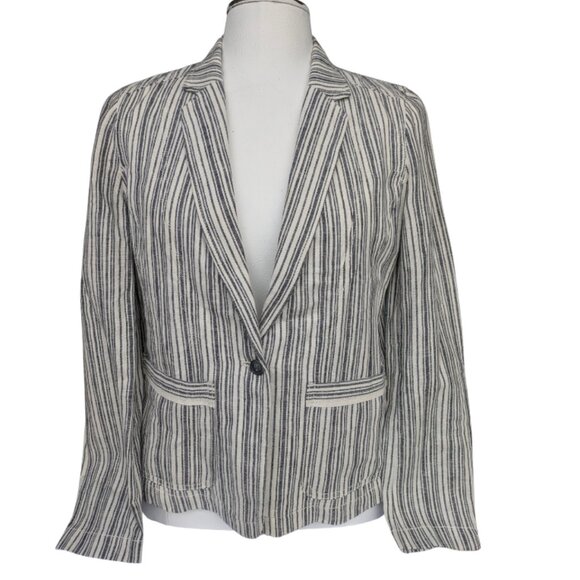 Maurices Women's Gray & White Striped Summer Blazer - Picture 1 of 5